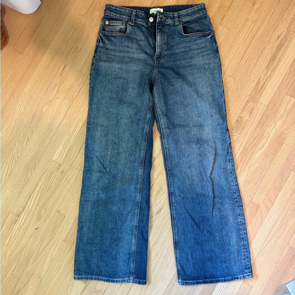 Wide leg blue denim jeans